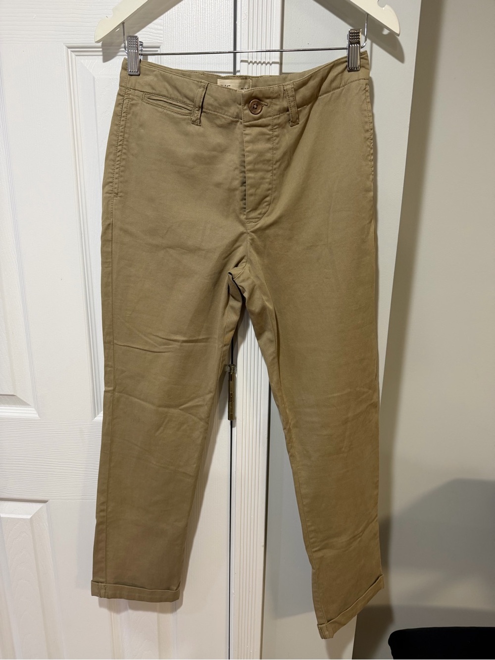 Current/Elliott Women's Khaki Straight Crop Trousers